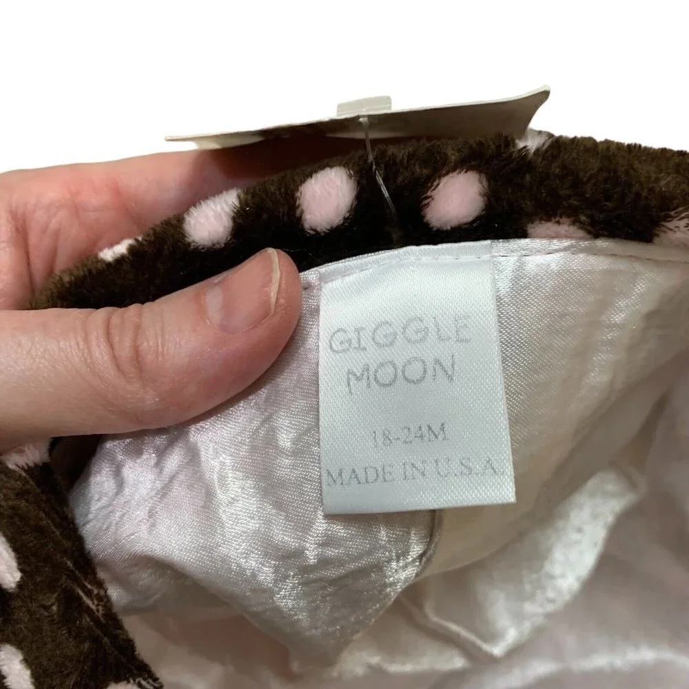Giggle Moon Baby Girl's Size 18-24 Months Plush Hat Polka Dot Ruffled Satin